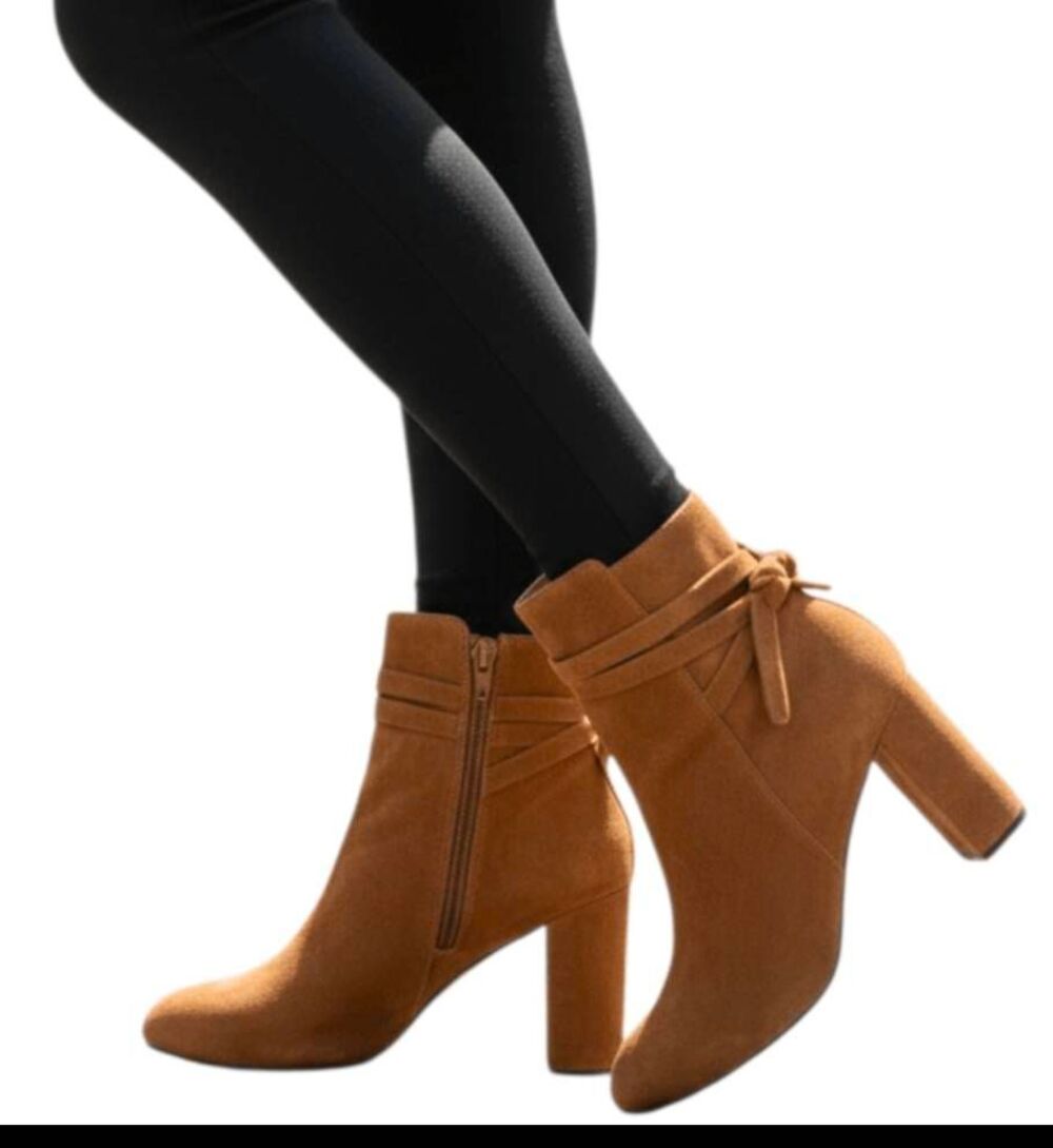 SOLE SOCIETY Flynn Camel Suede Ankle Boot Size 8.5
